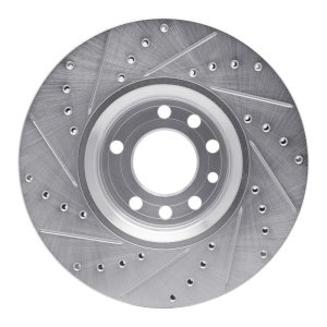 Chevrolet Astra Brake Rotor (1) - Front Right - R1 Concepts - Drilled & Slotted - Silver - `99-`10